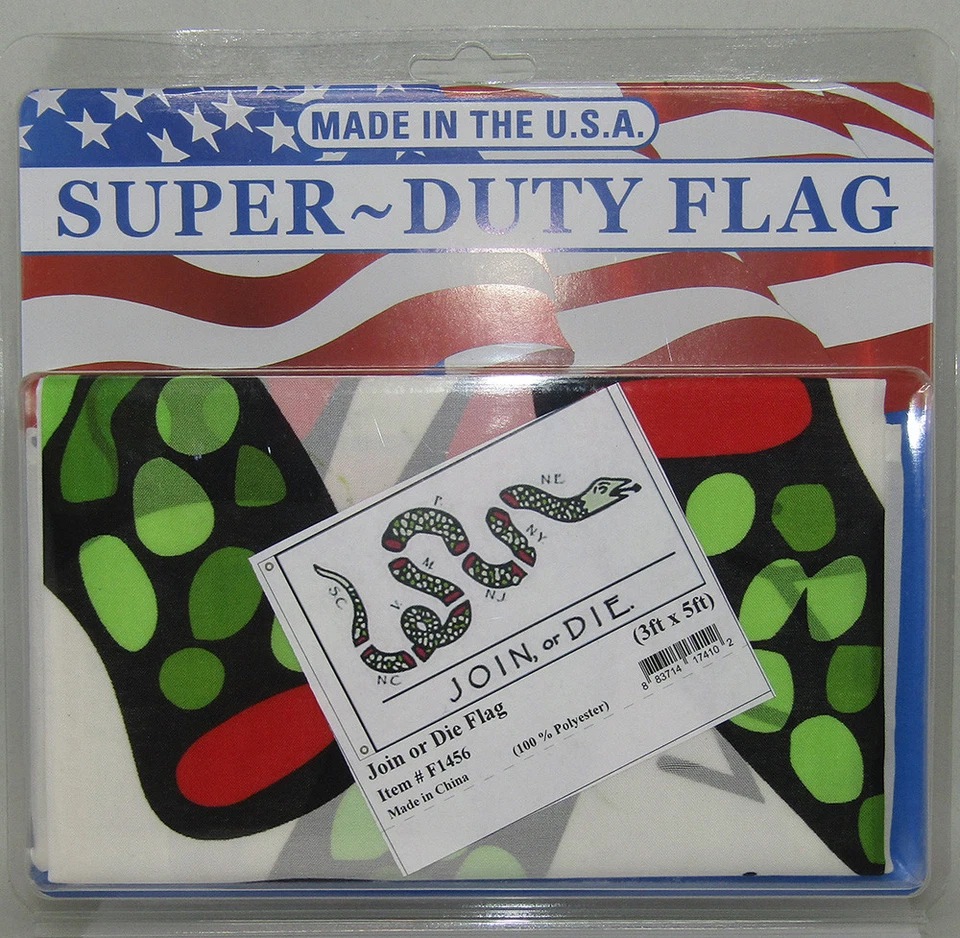 Ojales bandera poliéster premium 3x5 Join or Die serpiente colorida blanca 3'x5' F1456 Foto 4 de 4