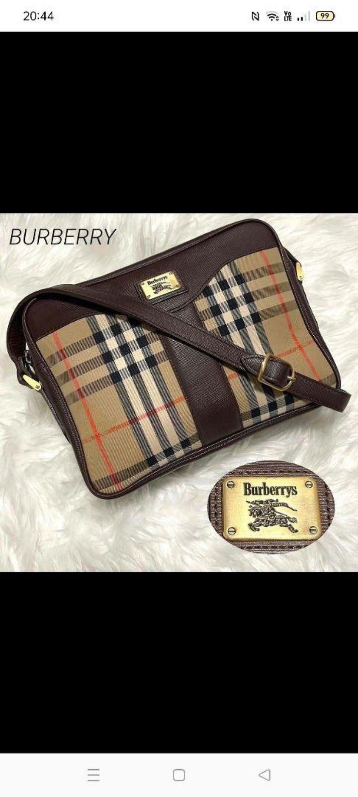 Burberry Shoulder Bag Nova Check Canvas Beige Authentic F10251710