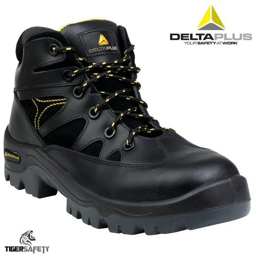 black leather composite toe boots