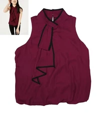 BCX Ascot Accented Bubble Blouse Solid Color Juniors Top M NWT Bordeaux