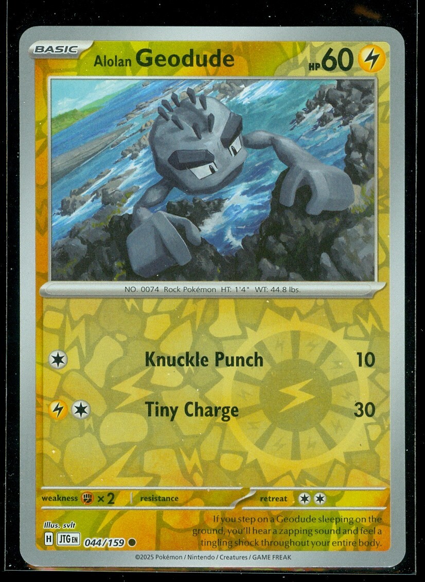Pokemon ALOLAN GEODUDE 044/159 Journey Together  Rev Holo - MINT