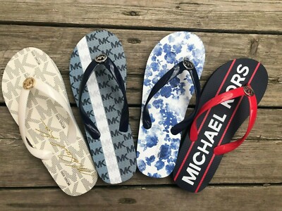 Michael Kors Flip Flop MK Logo Jet-Set NEW Sandals shoes charm