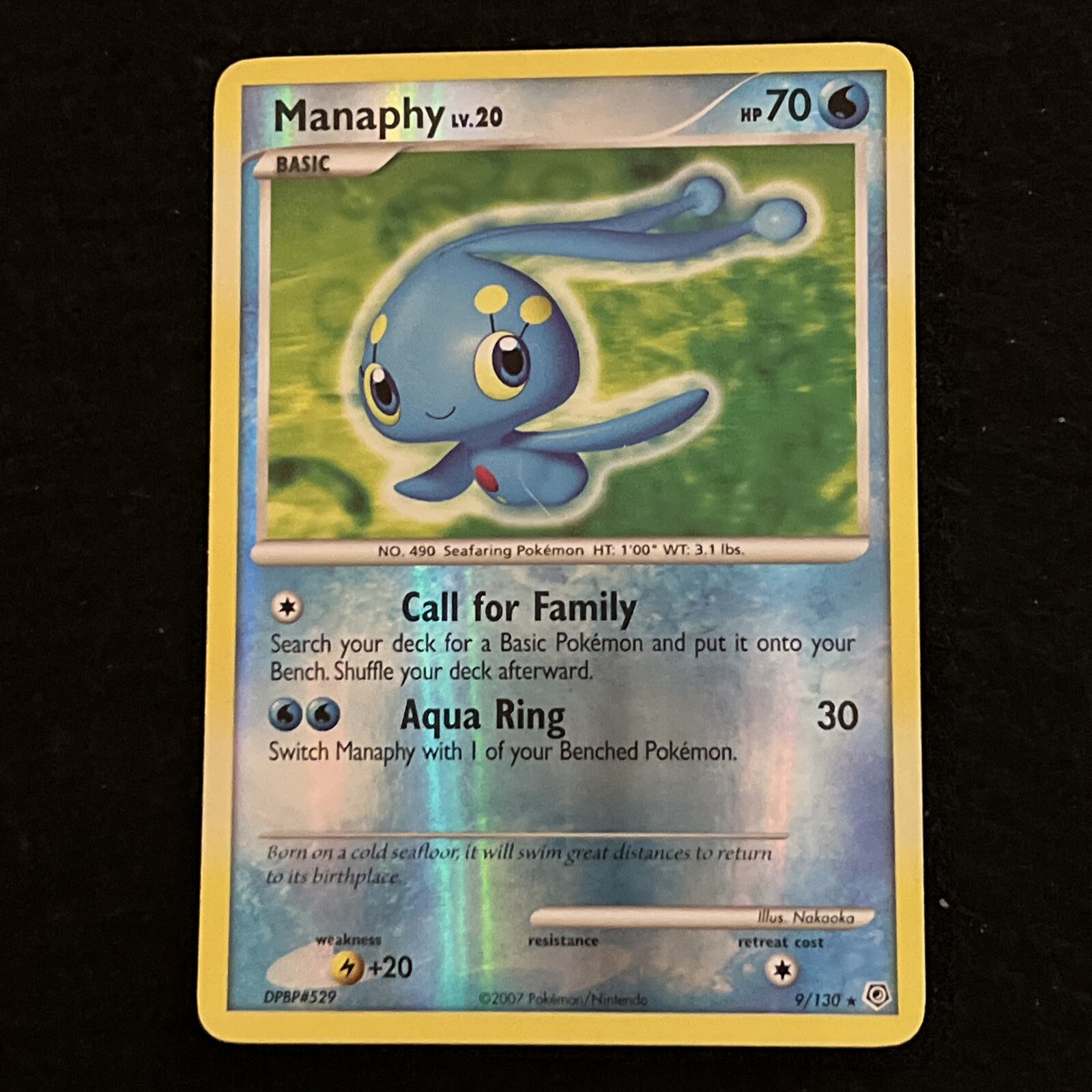 Pokemon MANAPHY 9/130 (Reverse Holo Rare) Diamond Pearl - LP/Light Play
