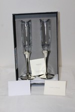 Vera Wang Wegwood Infinity Toasting Flute Pair Silver Plated Glasses. Set of 2