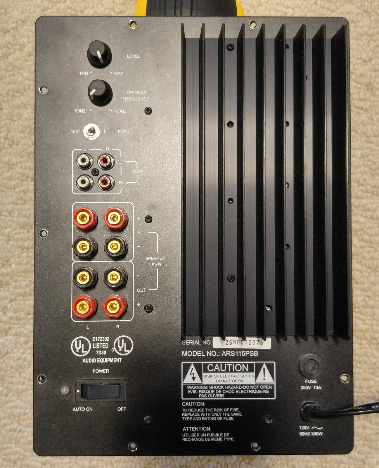Acoustics Research AR S115PS Powered Subwoofer Amplifier Plate Repair