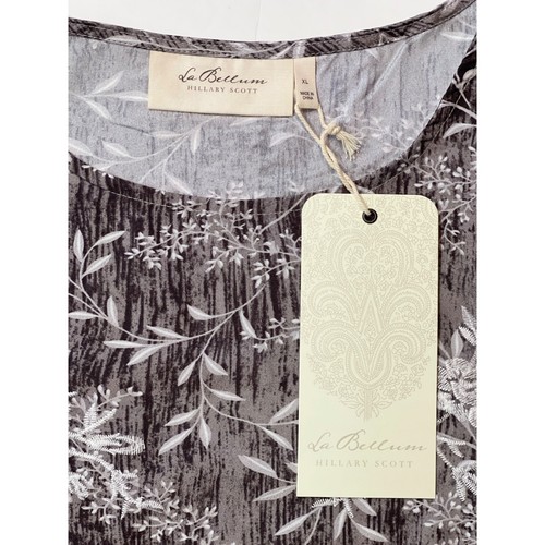 Top donna LA BELLUM HILLARY SCOTT floreale con volant XL grigio scoop ricamato nuovo con etichette - Foto 16 di 17