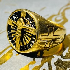 Men's Women Handmade Jesus Christ Crucifix Face Heavy Rings 14k GOLD Size 6-12