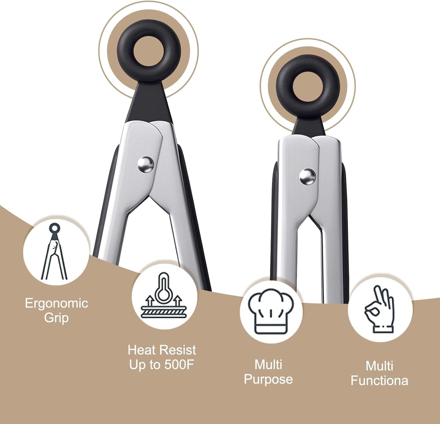 Kitchen Tongs for Cooking,9Inch Silicone Tip,Non Stick Tongs for Air