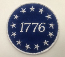 EMBROIDERED 13 STAR 1776 SEW/IRON PATCH PATRIOTIC FLAG MILITARY USA BLUE WHITE