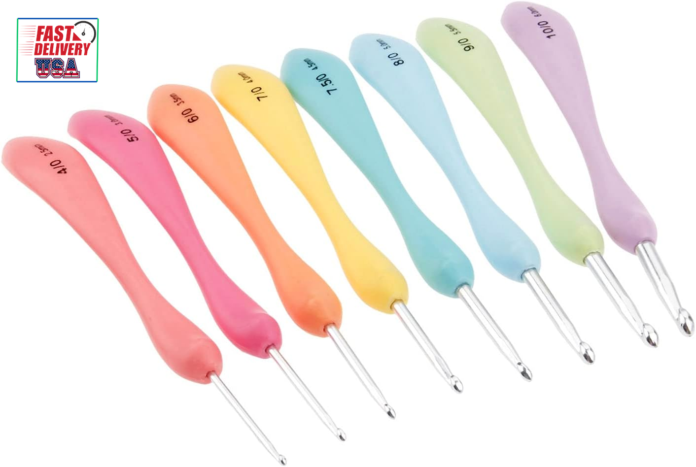 Crochet Hooks Set,Large Handle Ergonomic Grip Crochet Hook, 8PCS Aluminum Smooth