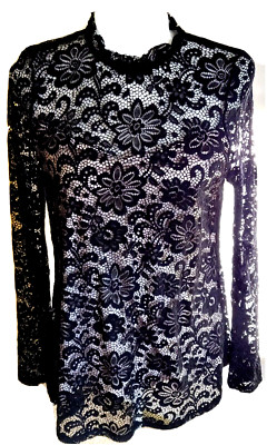 By&By Whimsigoth Tunic Black Large Lace Overlay Fairygrunge Witchy Vampire