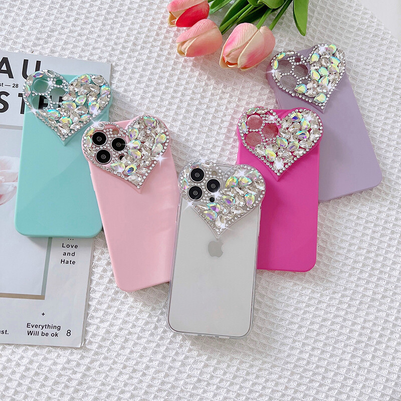 Lovely Heart Sparkling Diamond Bling Glitter Case for iPhone