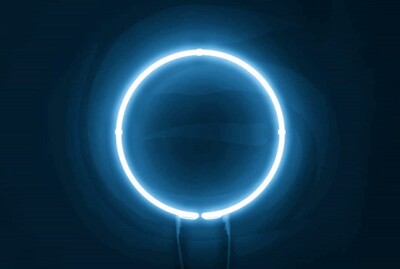 20''x20'' Round Circle Aqua Acrylic Neon Sign Visual Real Glass Display Light QL