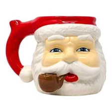 High Point Ceramic Santa Mug with Built-In Pipe – Red Wake & Bake Cup *USA*
