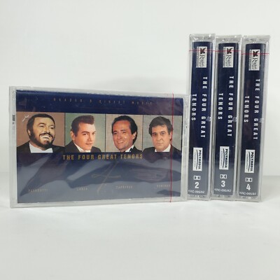 Pavarotti Lanza Carreras Domingo The Four Great Tenors 4 Cassette Set NEW SEALED