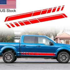 2pcs 94'' Red Sport Stripe Car Body Side Door Decal Sticker For GMC Sierra 1500