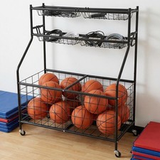 Durable Rolling Ball Storage Cart with Wheels for Basketball Toy Sports Garage