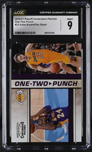2010-11 Playoff Contenders Patches Kobe Bryant/Pau Gasol One-Two Punch CGC 9