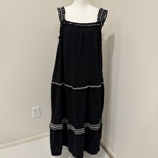 Old Navy Midi Swing Dress Strap Ruffle Embroidered Boho Flowy Beach Resort XL