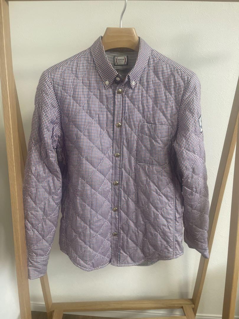 Moncler Gum Blue Check Quilted Down Shirt Jacket
