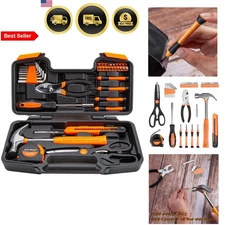 Tool Set Household Hand Kit with Storage Case 39 Pieces Orange Waterproof