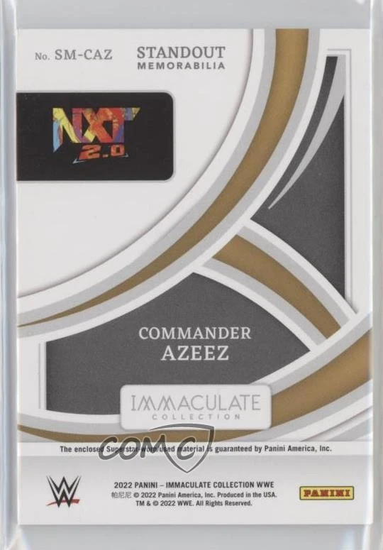 2022 Immaculate WWE Standout Memorabilia Red /25 Commander Azeez Rookie RC - Image 2 of 2