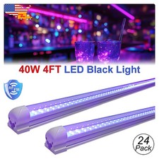 24 Pack 40W LED UV Black Light Bar 4FT Ceiling Mountable DJ Club Christmas D cor