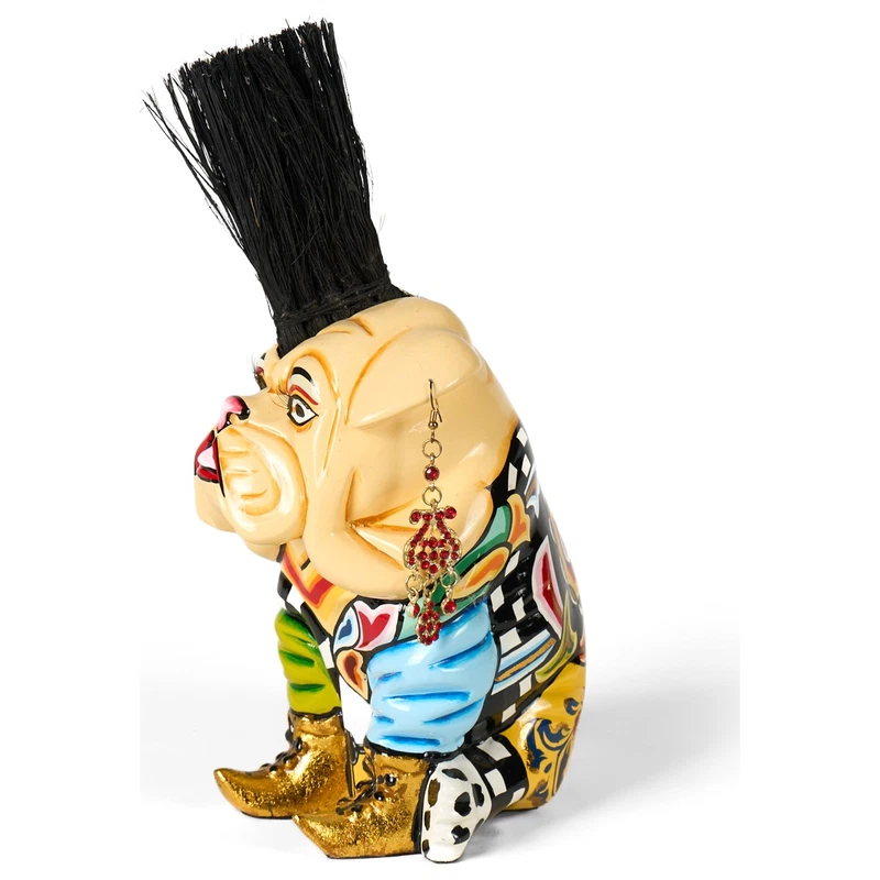 CARLINO Cane Statua Scultura Tom's Drag 4032 Carl S 28 cm Pop Art Cresta Punk, fotografia 4 di 9