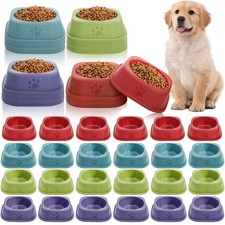 Acshio 24 Pack Plastic Dog Bowls, 10 Oz Reusableb Bulk Pet Medium, Colorful