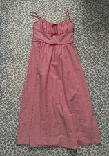DÔEN Doen Red Belline Gingham Tie Midi-Dress Size M Medium