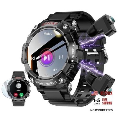 Smart Watch with Earbuds for Men, Smart Watches for Android Phones, black