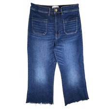 Dear John Jeans Womens 31 Blue High Rise Wide Leg Ankle Fray Hem Trouser 31X27