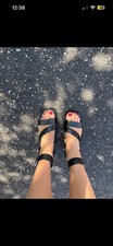 Zara Black Leather Strappy Sandals Size UK6