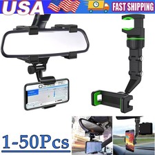 360 Car Rearview Mirror Rotation Adjustable Phone Holder Mount Multifunction Lot