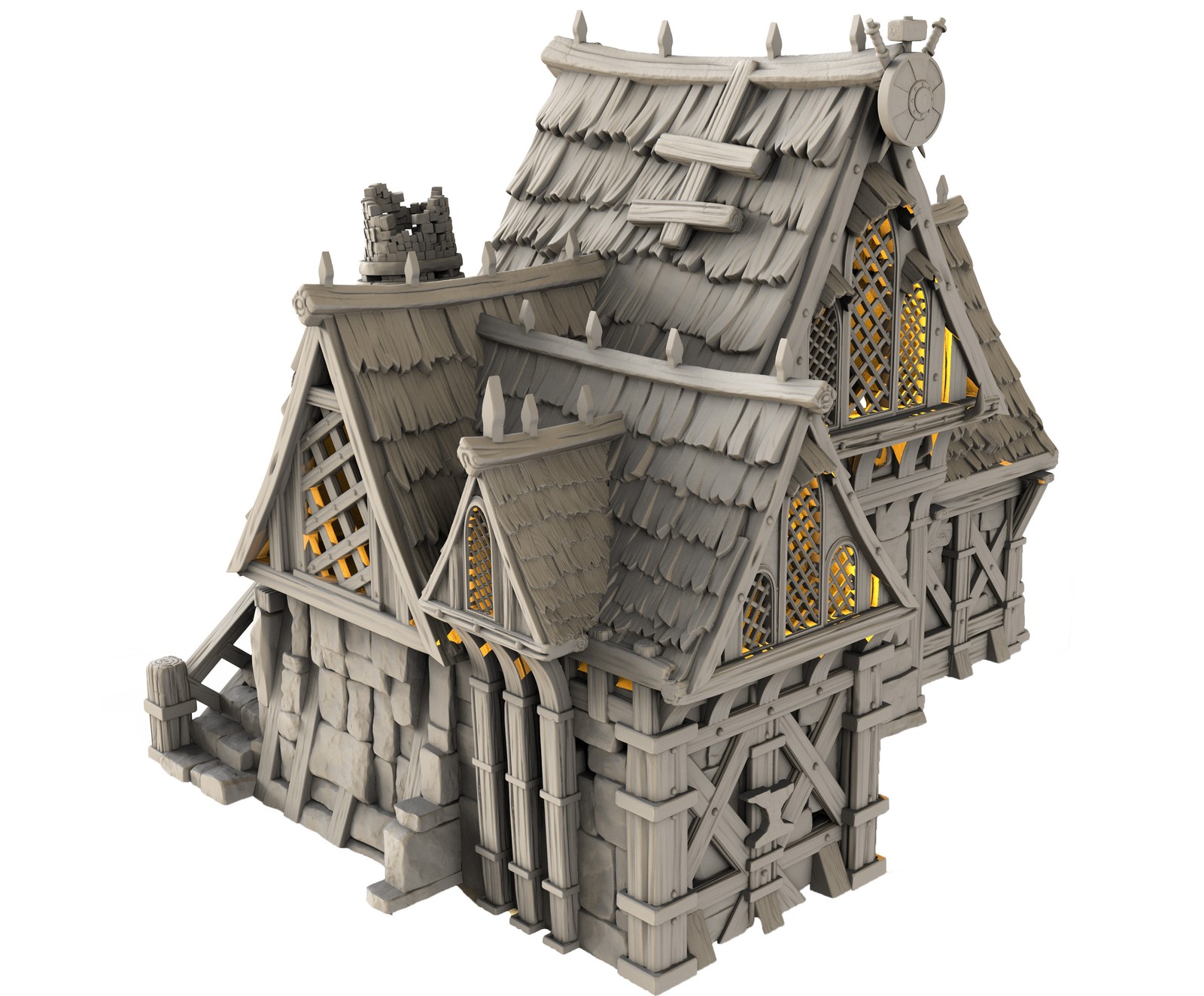 Décors architecture médiéval armurerie en pierre reconstituée 15cm