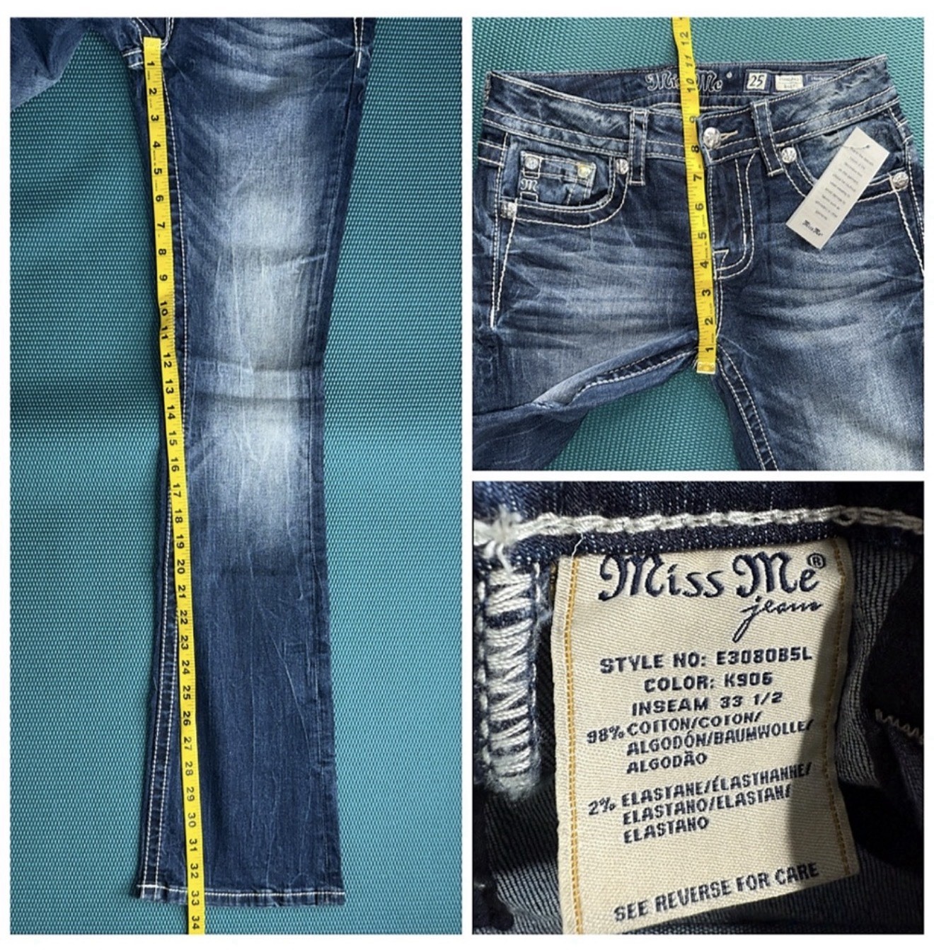 Miss Me Standard Boot Cut Angel Wings Jeans Pants Sz 25 | 33.5” Inseam image 10