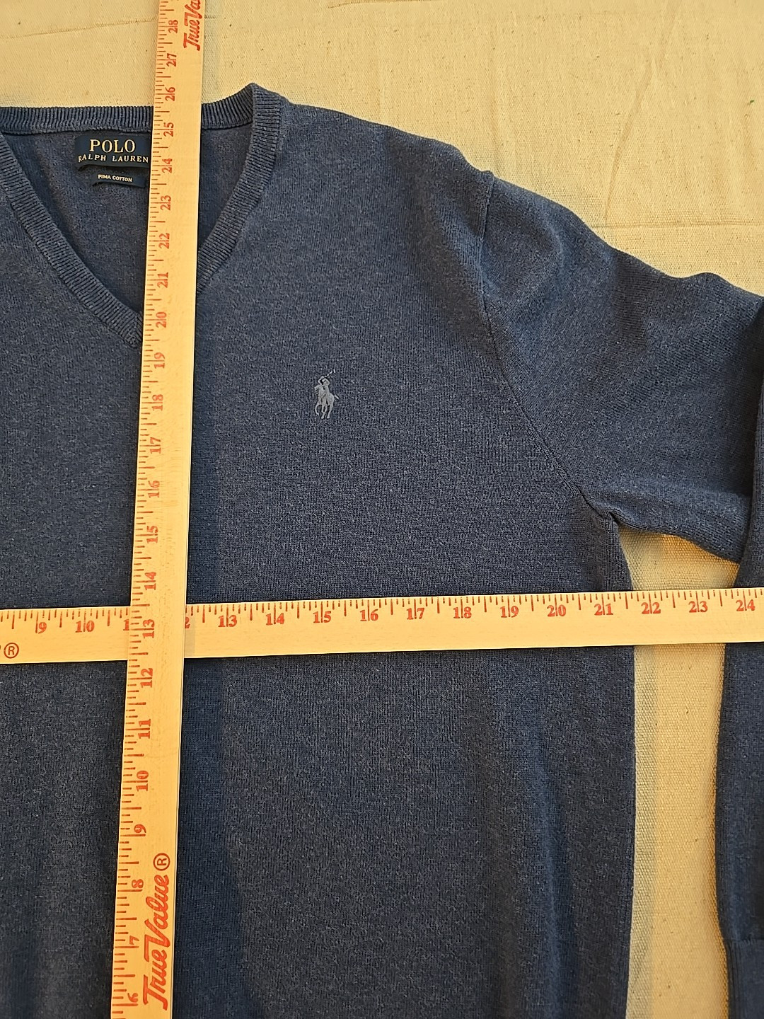 PONY Polo Ralph Lauren maglione uomo taglia grande blu scollo a V pullover felpa