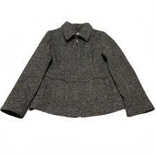 Vintage Mudd Wool Zip Up Coat Gray Size L Made in Ukraine Y2K RN 14981