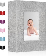 Small Photo Album 4x6,Linen Cover Slidein Mini Photo Album Book Can Holds 100...