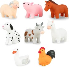 8 Pcs Different Style Animals Bath Toys and Mesh Bag, No Hole Bathtub Toys