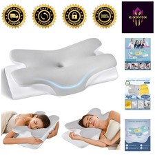 Medium Firm Memory Foam Neck Pillow with Washable Cover - Ideal for All Sleepers
