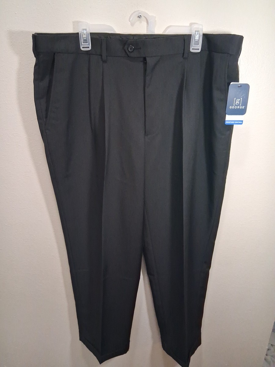 Mens George Size 40X30 Pleated Cuffed Dress Pants Black NWT
