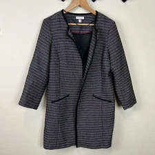 Charter Club long blazer jacket Womens 10 career boucle knit open front