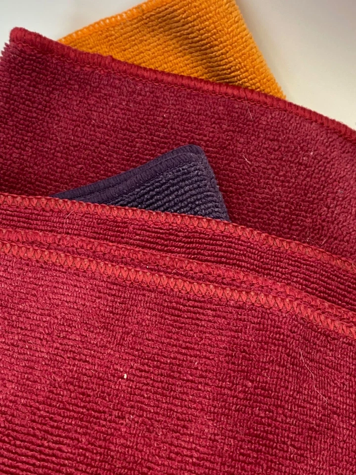 Набор из 4 кухонных полотенец из микрофибры бордово-фиолетовых и оранжевых - Изображение 2 из 4