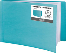 8.5X11 Portfolio Binder, Horizontal, Aqua, 24 Pockets, Poly