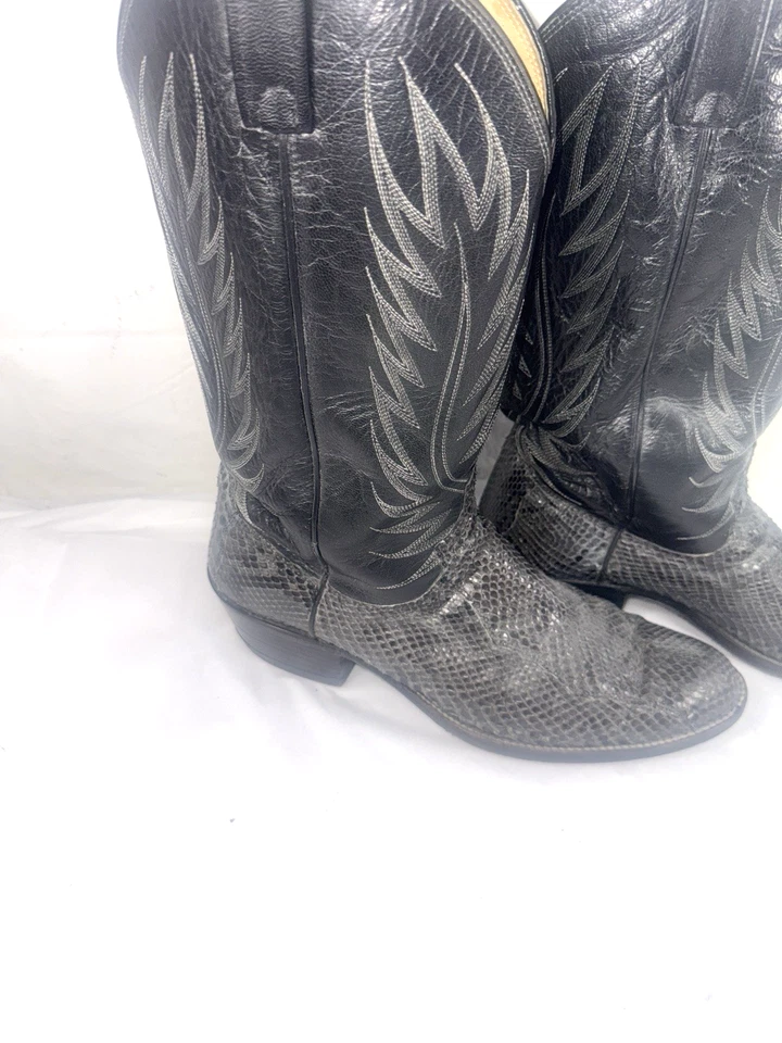 Botas de Vaquero Dan Post Python Piel de Serpiente Negras Gris Para Hombre Talla 11 D EE. UU. Foto 2 de 4