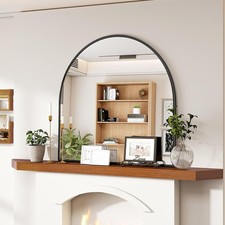 Wide Arched Wall Mirror 31 x 32 inch Arch Bathroom Mirror Black Wall Mounted