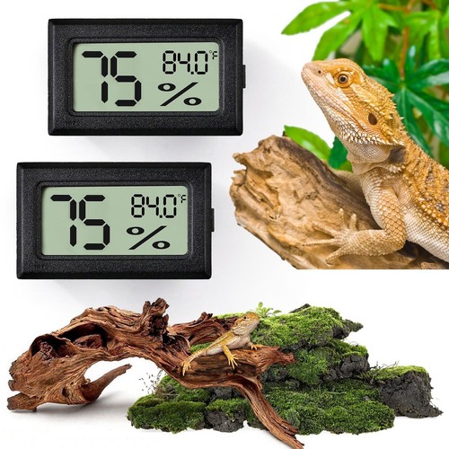 Reptile Thermometer and Humidity Gauge,2pcs Digital Hygrometer Adhesive Repti...