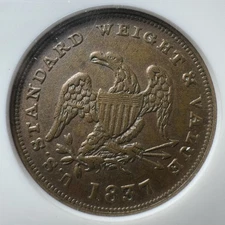 1837 HT-73 Hard Times Token Half Cent of Copper, NGC MS 60 BN #452001