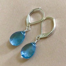 New Sterling Silver Blue Topaz Sundance charm artisan Jewelry handmade earrings